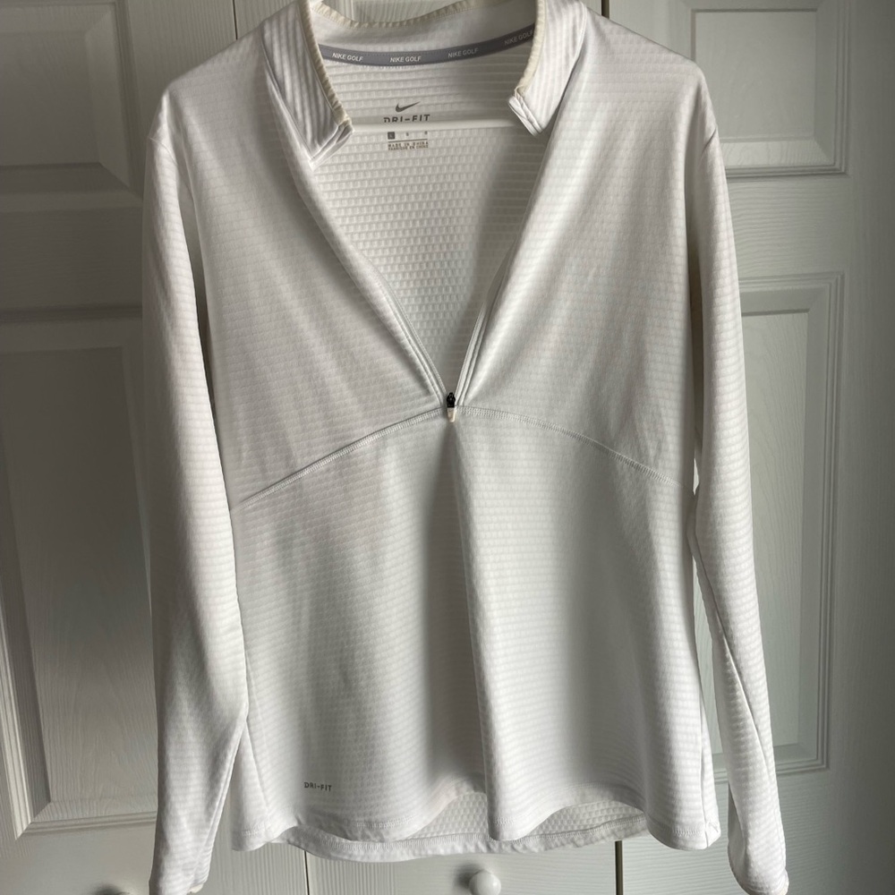 Nike Gray Cream Long Sleeve Button Down Shirt